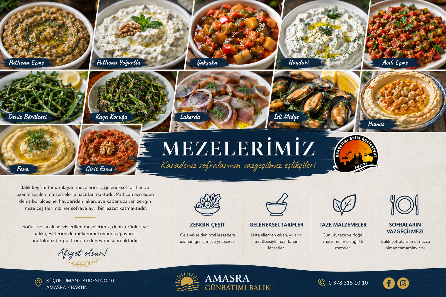 Mezelerimiz | Amasra Günbatımı Balık Restaurant